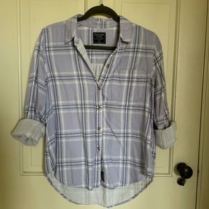 A & F Lilac Plaid Button-Up Shirt